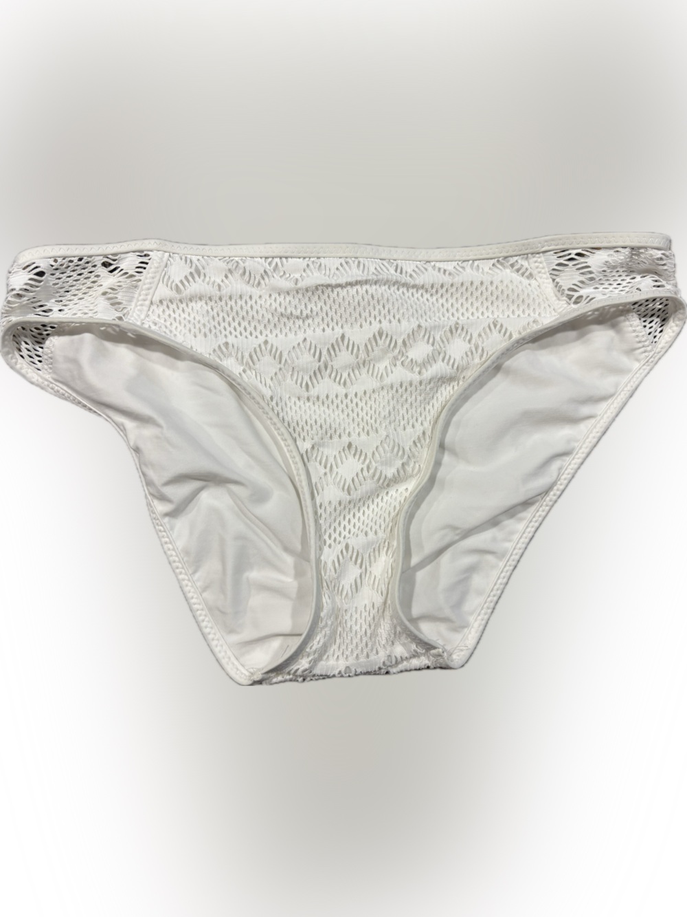 Becca- Women's White Crochet Bikini Bottom - Swim Brief